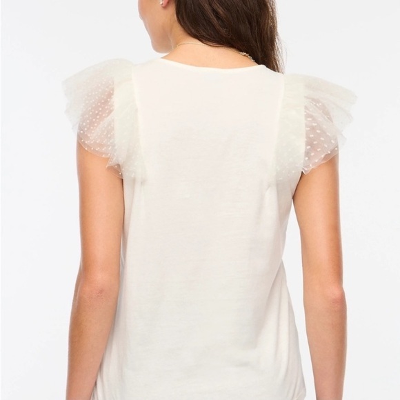 J. CREW Factory Polka Dot Ruffle Shoulder Blouse NWOT - Picture 3 of 8